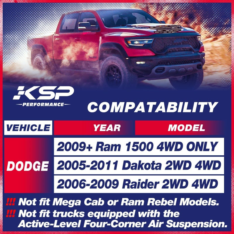 KSP PERFORMANCE KSP Ram 1500 Leveling Lift Kits 3" Front and 2" Rear, 3 Inch Front Strut Spacers and 2 Inch Rear Lift Spacer for 2009-2024 Dodge Ram 1500 4WD 4X4, Lift Strut & Coil Spring Suspension Lift Kit - Image 2